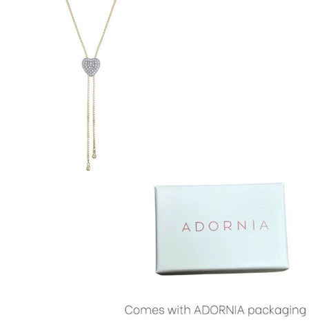 14k Gold Plated CZ Heart Bolo Necklace