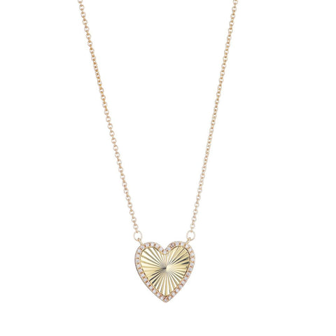14k Gold Plated CZ Prismatic Heart Necklace
