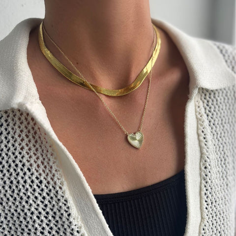14k Gold Plated CZ Prismatic Heart Necklace