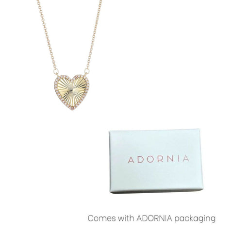 14k Gold Plated CZ Prismatic Heart Necklace