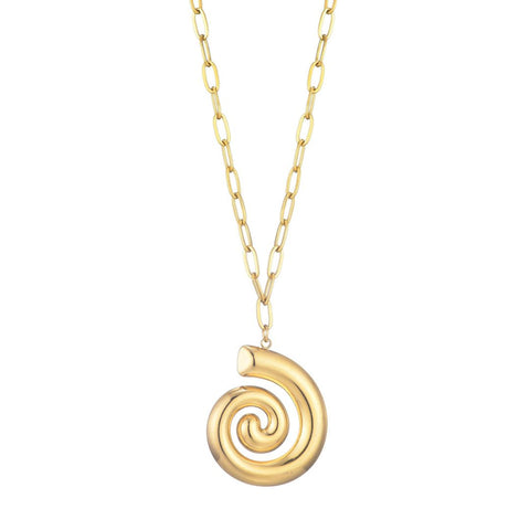 Tarnish Resistant 18k Gold Plated Swirl Paperclip Pendant Necklace