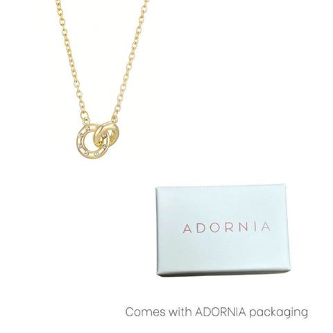 Tarnish Resistant 18k Gold Plated CZ Locking Rings Necklace