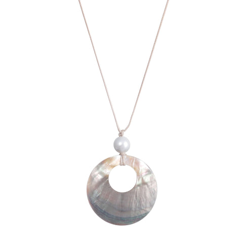 Adjustable Leather and Shell Necklace