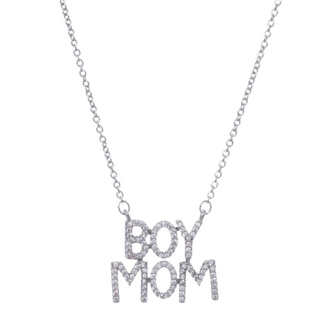 Silver Plated CZ Boymom Pendant Necklace