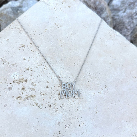 Silver Plated CZ Boymom Pendant Necklace