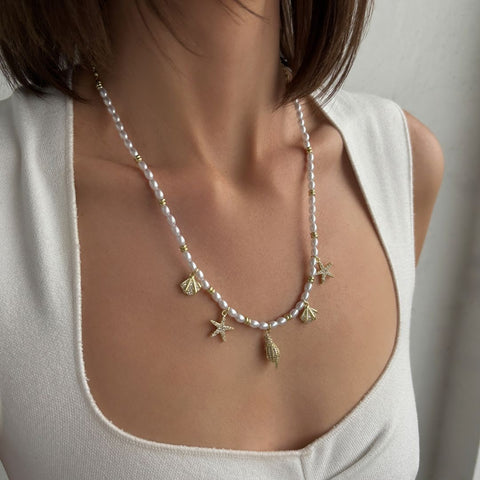 14k Gold Plated Adjustable 2mm Pearl Charm Necklace