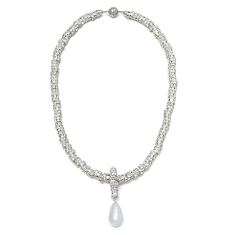 Silver Plated Oversized Pearl on a Magnetic Clasp Chain