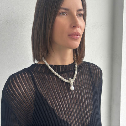 Silver Plated Oversized Pearl on a Magnetic Clasp Chain