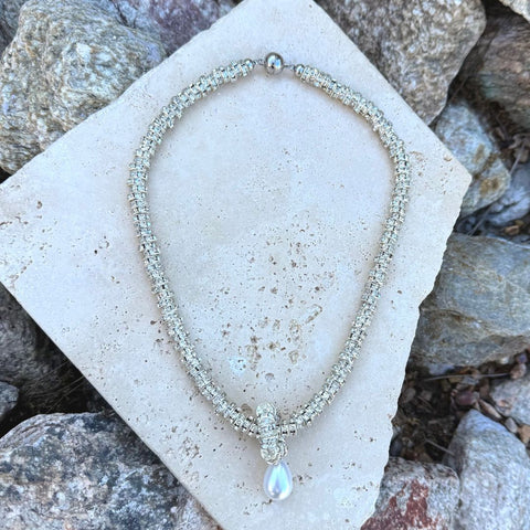 Silver Plated Oversized Pearl on a Magnetic Clasp Chain