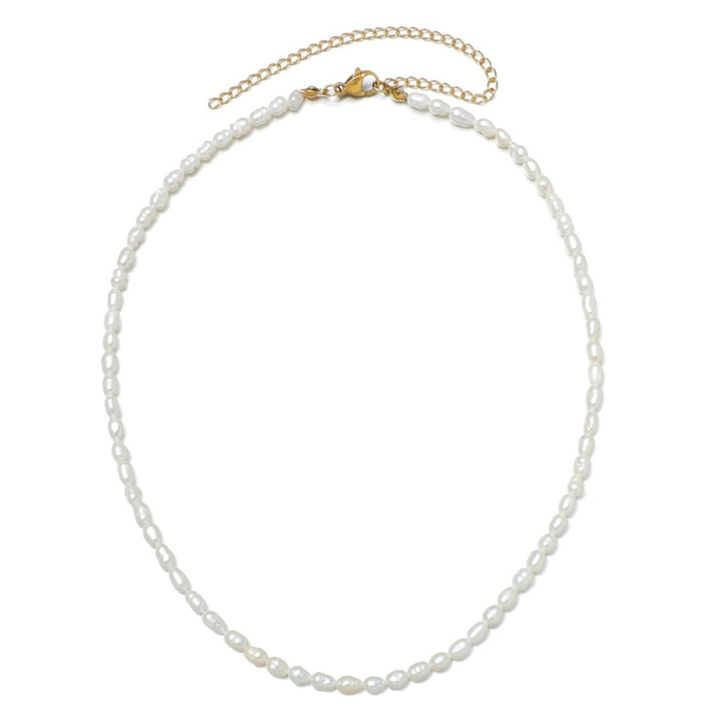 Tarnish Resistant Seed Freshwater Pearl Strand Necklace