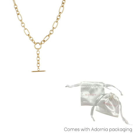 Tarnish Resistant 18k Gold Plated Mixed Link Y-Necklace