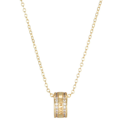 14k Gold Plated Mama-Engraved Ring Necklace