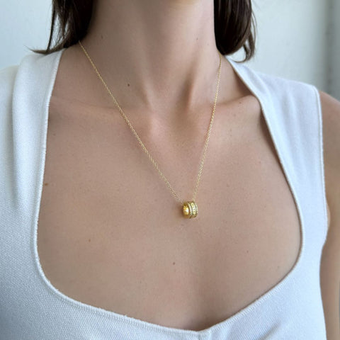 14k Gold Plated Mama-Engraved Ring Necklace