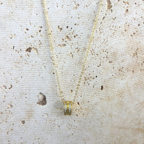 14k Gold Plated Mama-Engraved Ring Necklace