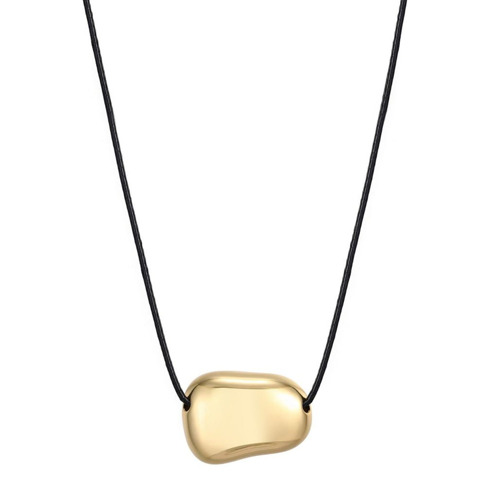 18k Gold Plated Sliding Pebble on a Chord Necklace