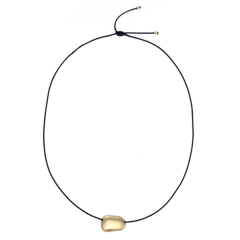 18k Gold Plated Sliding Pebble on a Chord Necklace