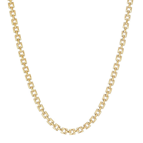 Tarnish Resistant 18k Gold Plated Grid Chain Necklace