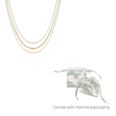 Tarnish Resistant 18k Gold Plated Layered Herringbone Necklace Set