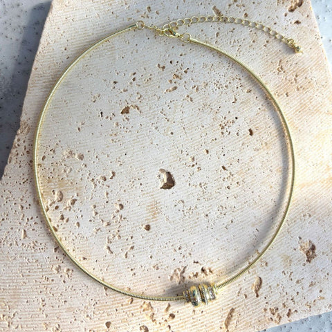 14k Gold Plated Sliding Rings Collar Necklace