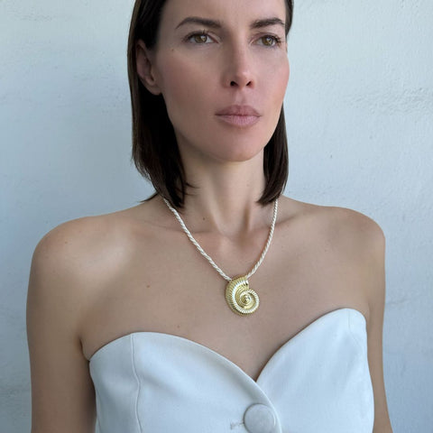 Gold Plated Shell on a Chord Necklace