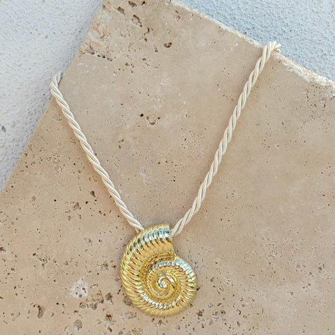 Gold Plated Shell on a Chord Necklace