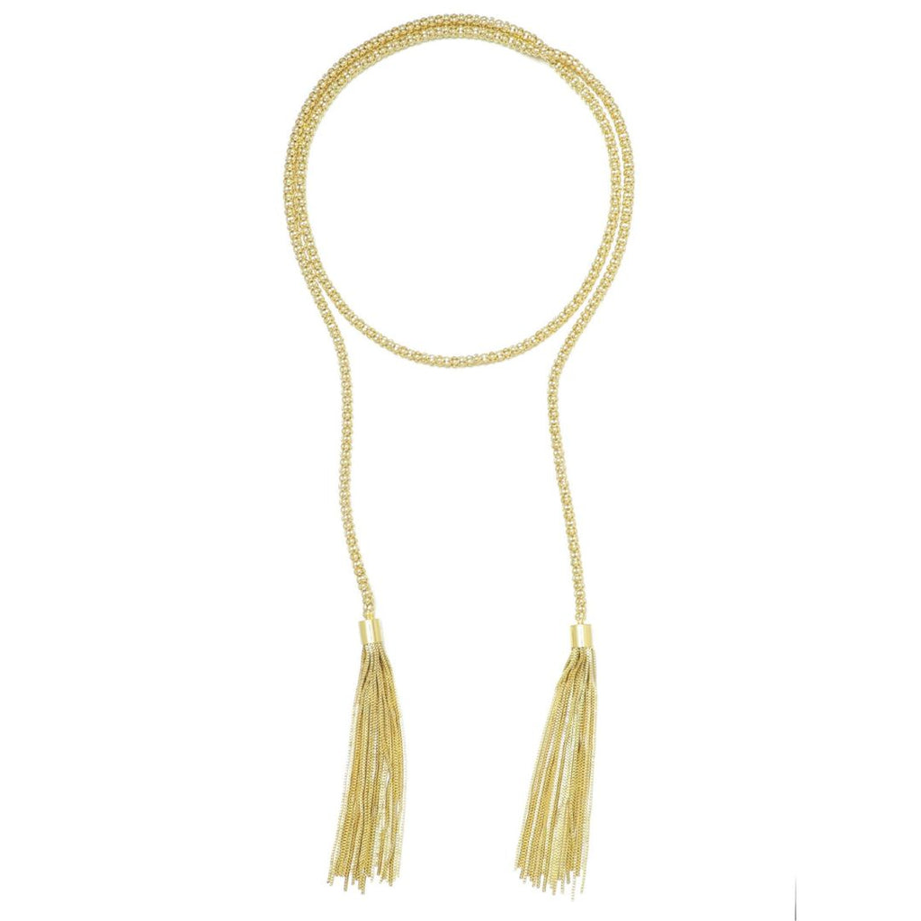Gold Plated Tassel Wrap Necklace