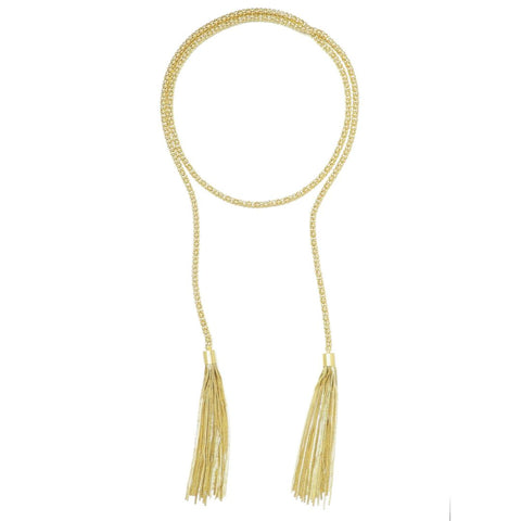 Gold Plated Tassel Wrap Necklace