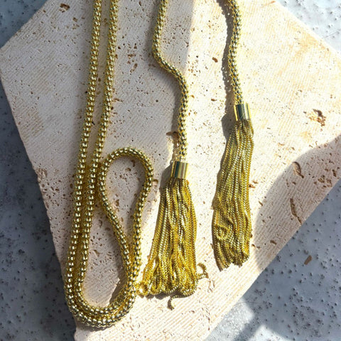 Gold Plated Tassel Wrap Necklace