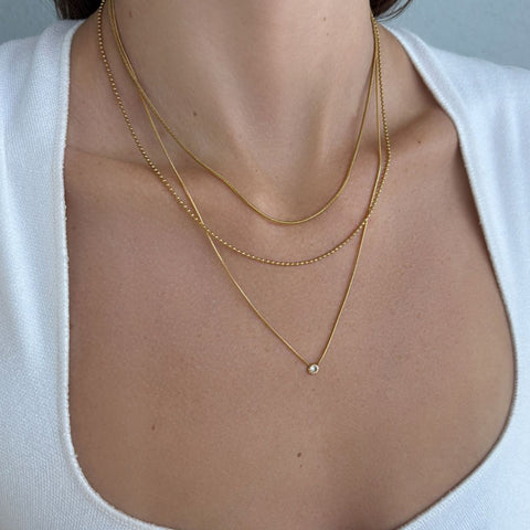 Tarnish Resistant 18k Gold Plated Set of 3 Connected Necklaces