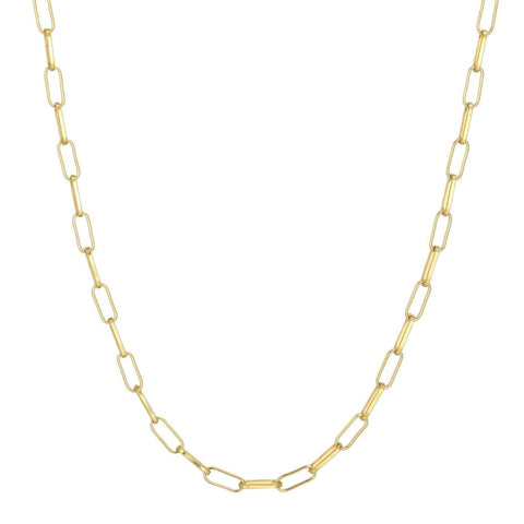 Tarnish Resistant 18k Gold Plated Paperclip Chain Necklace