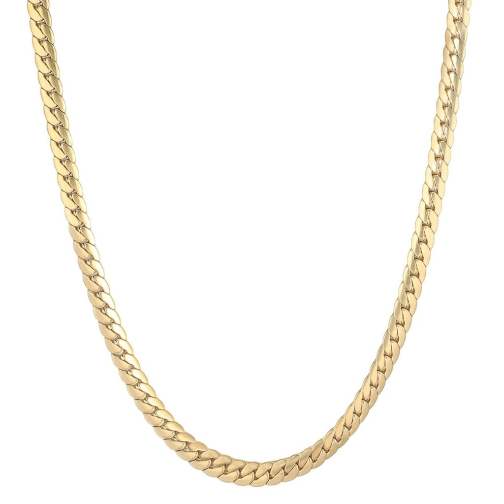 Tarnish Resistant 18k Gold Plated Flat Curb Chain Necklace