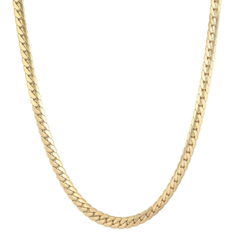 Tarnish Resistant 18k Gold Plated Flat Curb Chain Necklace