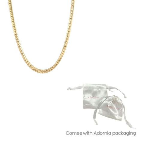 Tarnish Resistant 18k Gold Plated Flat Curb Chain Necklace