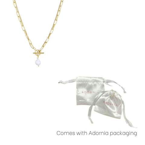 Tarnish Resistant 18k Gold Plated Layered Freshwater Pearl Toggle Necklace