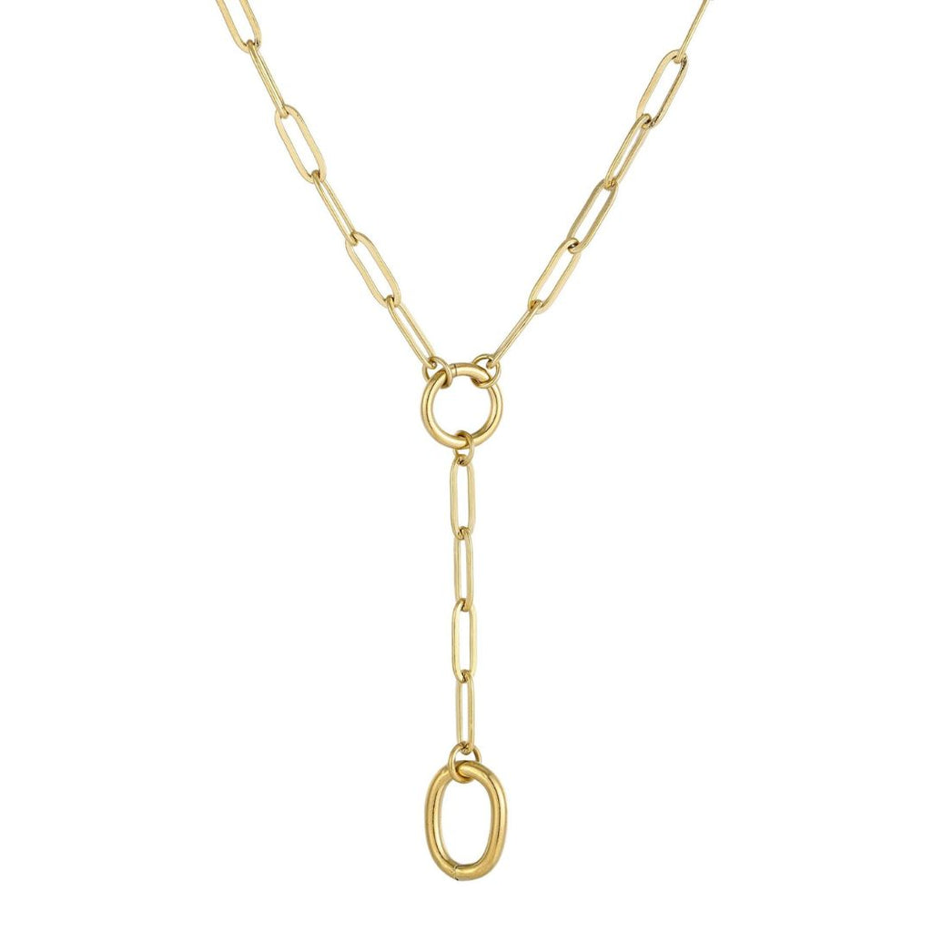 Tarnish Resistant 18k Gold Plated Paperclip Chain Y-Necklace