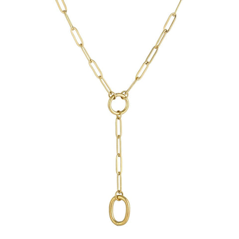 Tarnish Resistant 18k Gold Plated Paperclip Chain Y-Necklace