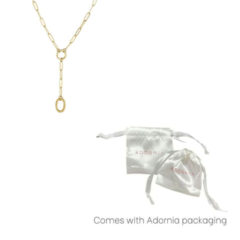 Tarnish Resistant 18k Gold Plated Paperclip Chain Y-Necklace
