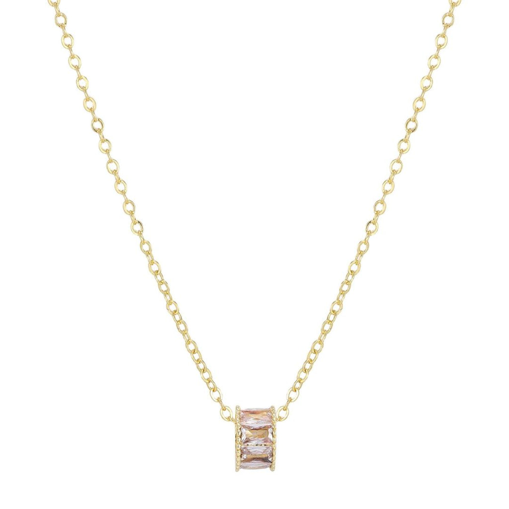 14k Gold Plated CZ Bead Charm Necklace