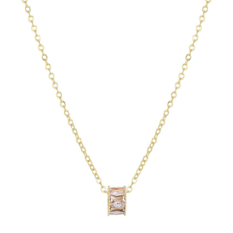 14k Gold Plated CZ Bead Charm Necklace