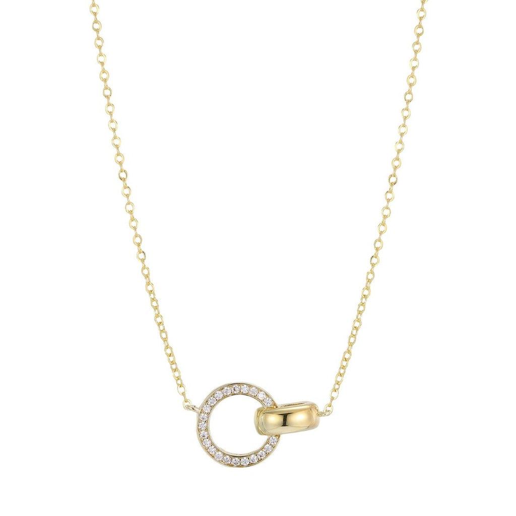14k Gold Plated CZ Rings Necklace