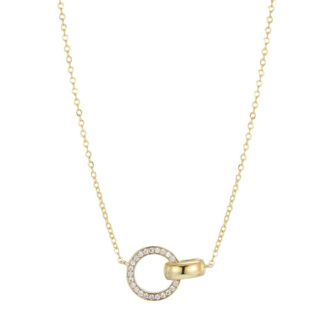 14k Gold Plated CZ Rings Necklace