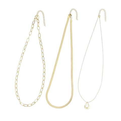 Tarnish Resistant 18k Gold Plated Set of 3 Necklaces