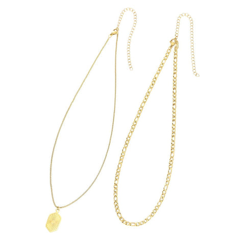 Tarnish Resistant 18k Gold Plated Set of 2 Necklaces