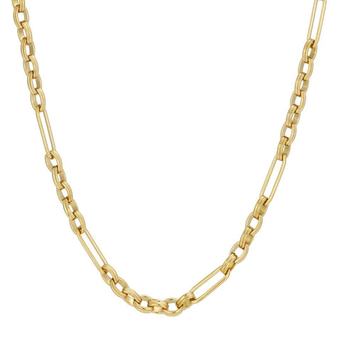 Tarnish Resistant 18k Gold Plated Mixed Paperclip Chain Necklace