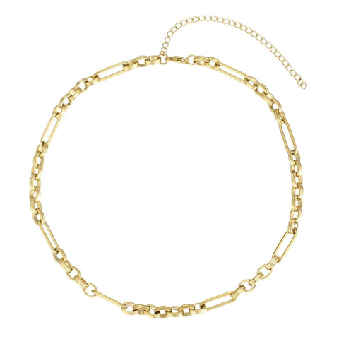 Tarnish Resistant 18k Gold Plated Mixed Paperclip Chain Necklace