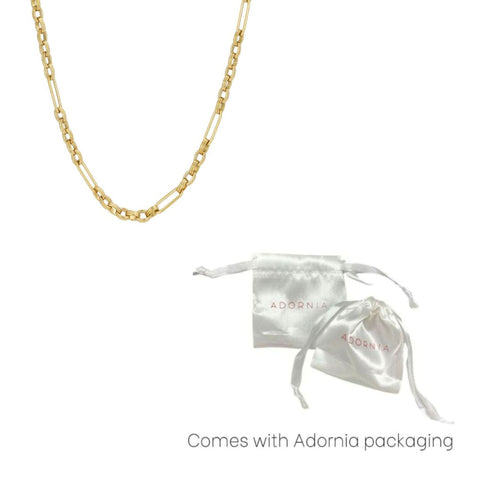 Tarnish Resistant 18k Gold Plated Mixed Paperclip Chain Necklace