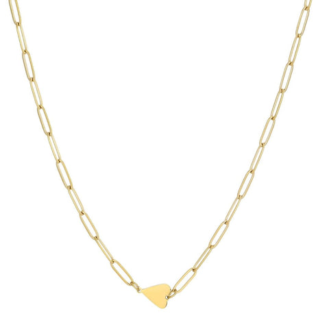 Tarnish Resistant 18k Gold Plated Sideways Heart Paperclip Chain Necklace