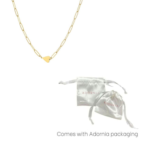 Tarnish Resistant 18k Gold Plated Sideways Heart Paperclip Chain Necklace