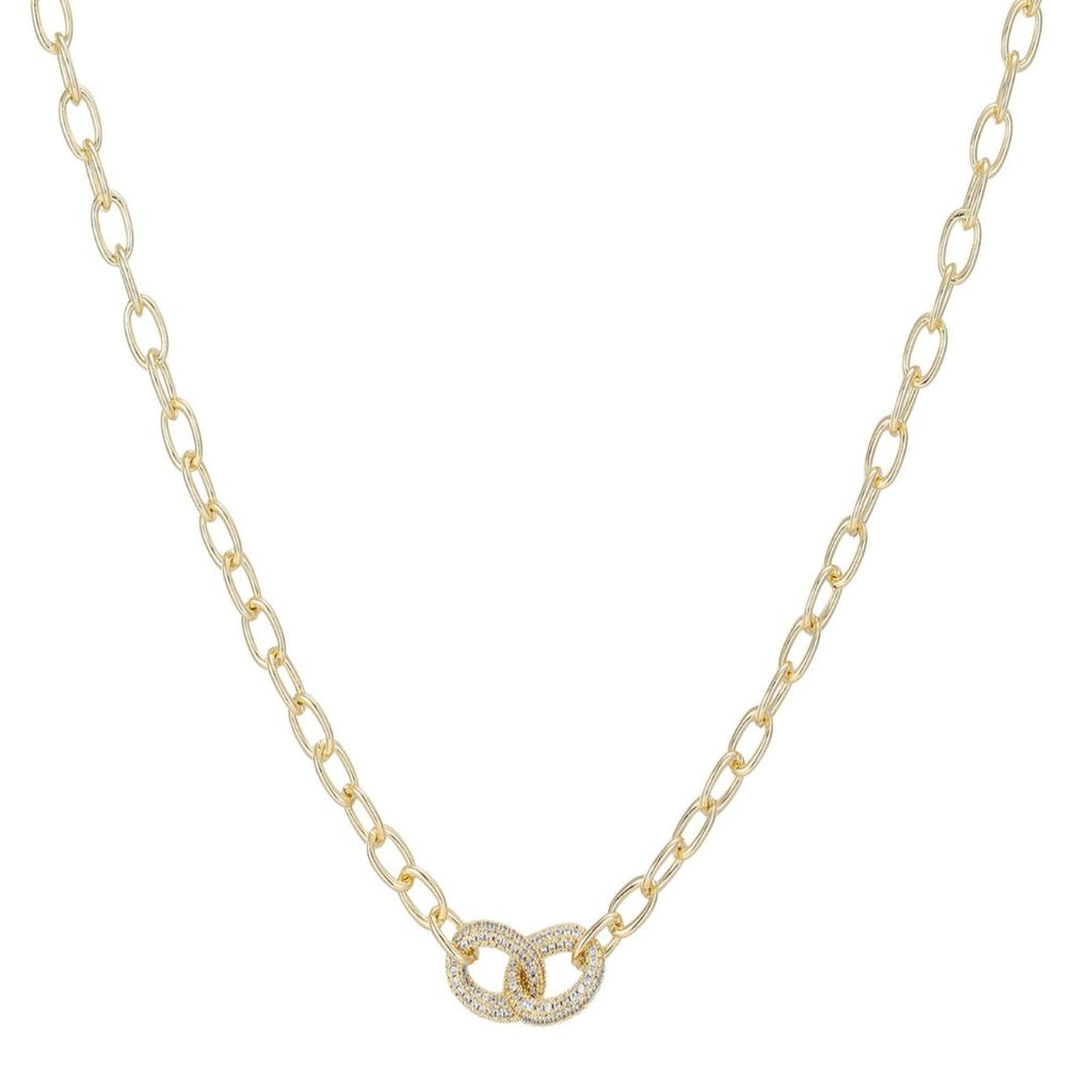 14k Gold Plated CZ Links Necklace