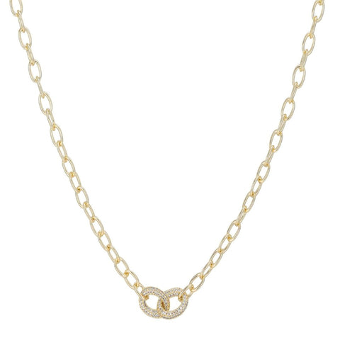 14k Gold Plated CZ Links Necklace